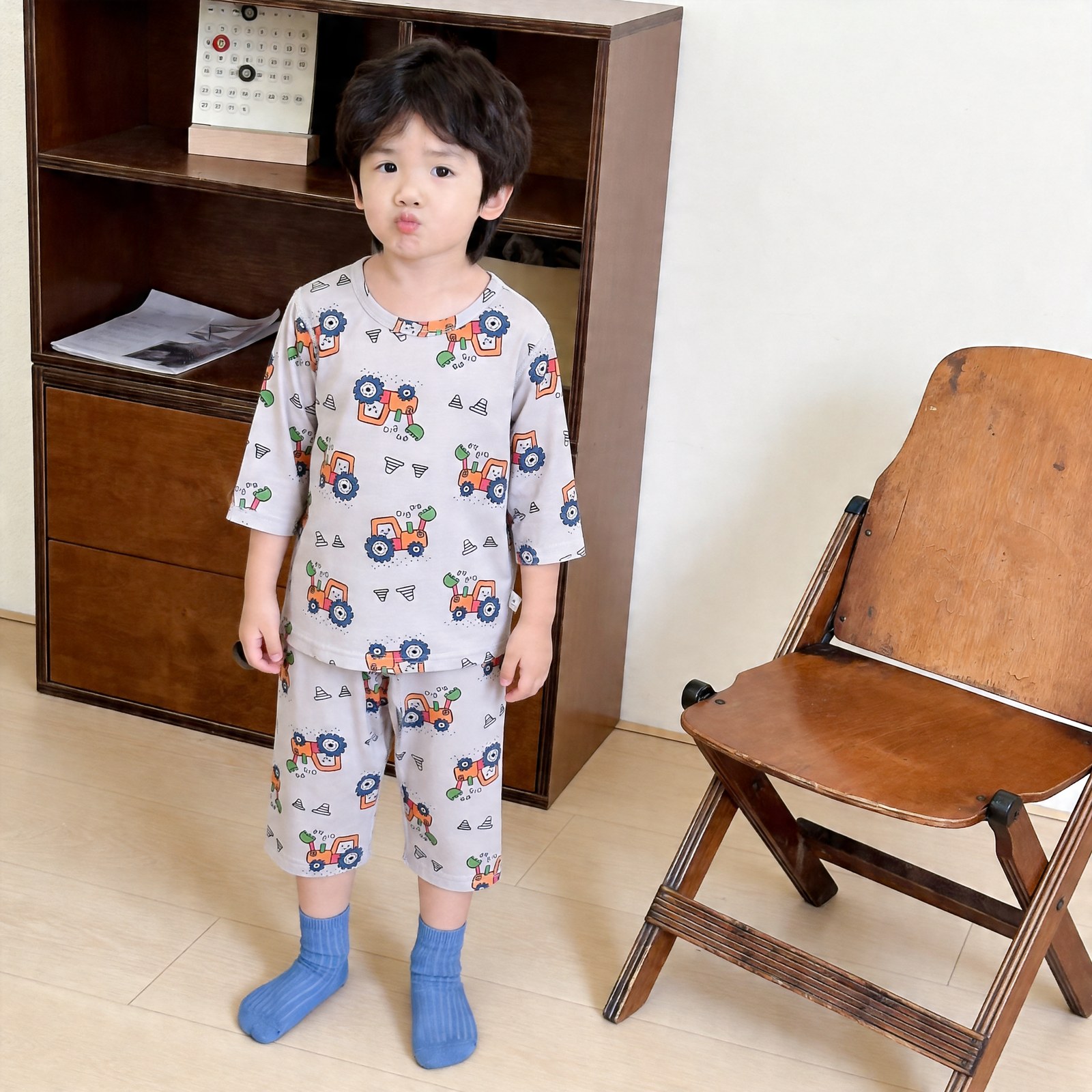 Icelandic cotton air conditioning suit (eight-quarter sleeves) 130-160