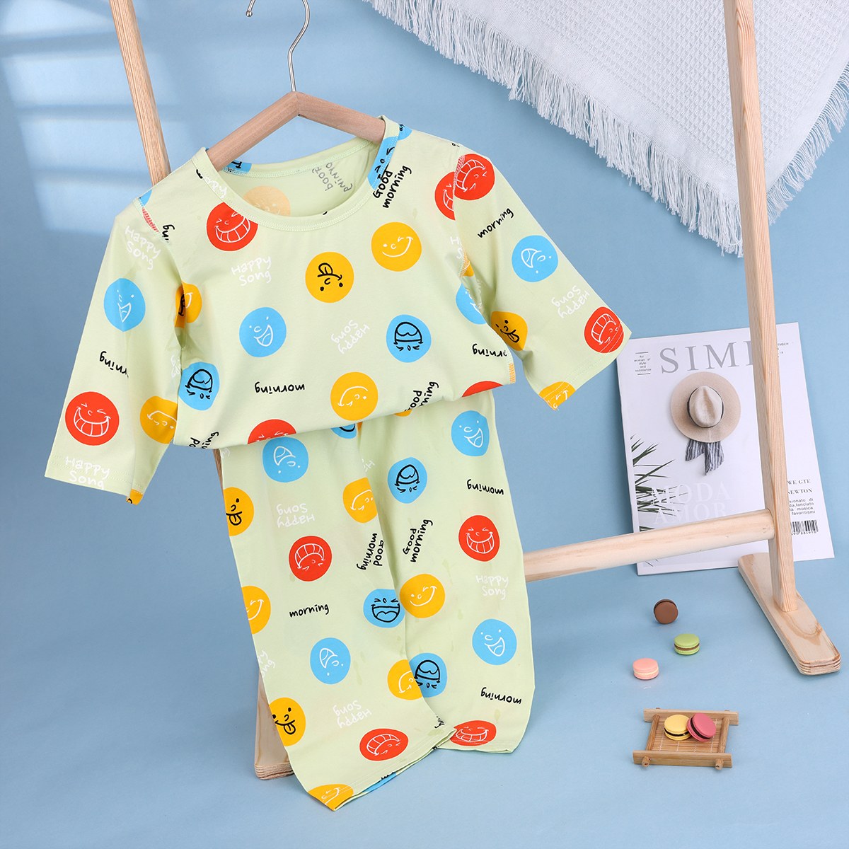 Ice porcelain cotton air-conditioning suit (eight-quarter sleeves) 130-160