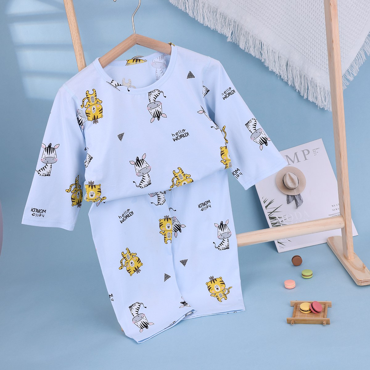 Ice porcelain cotton air-conditioning suit (eight-quarter sleeves) 130-160