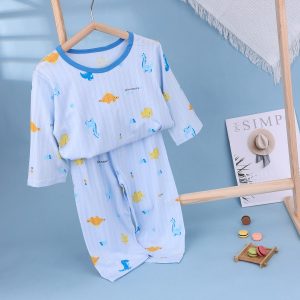Striped jacquard air-conditioning suit (eight-quarter sleeves) 90-120