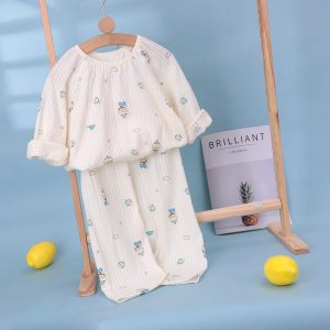 Pure cotton bubble cotton gauze home clothes set