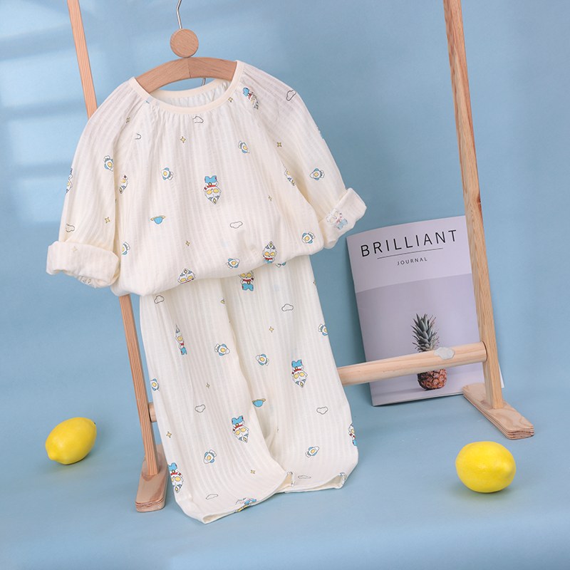 Pure cotton bubble cotton gauze home clothes set