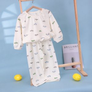 Pure cotton bubble cotton yarn children's home clothes 100-140