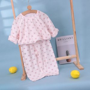 Pure cotton bubble cotton yarn children's home clothes 100-140