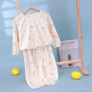 Pure cotton bubble cotton yarn children's home clothes 100-140