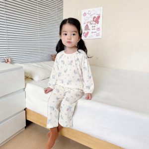 Pure cotton bubble cotton yarn children's home clothes 100-140