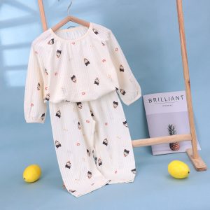 Pure cotton bubble cotton yarn children's home clothes 100-140