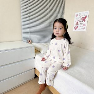 Pure cotton bubble cotton yarn children's home clothes 100-140