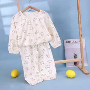 Pure cotton bubble cotton yarn children's home clothes 100-140