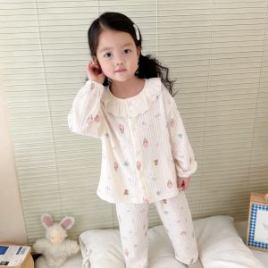 Cardigan pure cotton bubble cotton yarn children's home clothes 80-110