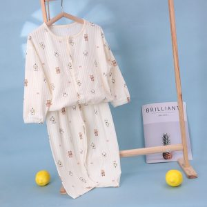Cardigan pure cotton bubble cotton yarn children's home clothes 80-110