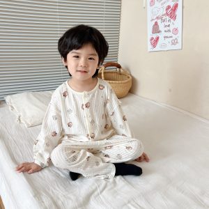 Cardigan pure cotton bubble cotton yarn children's home clothes 80-110