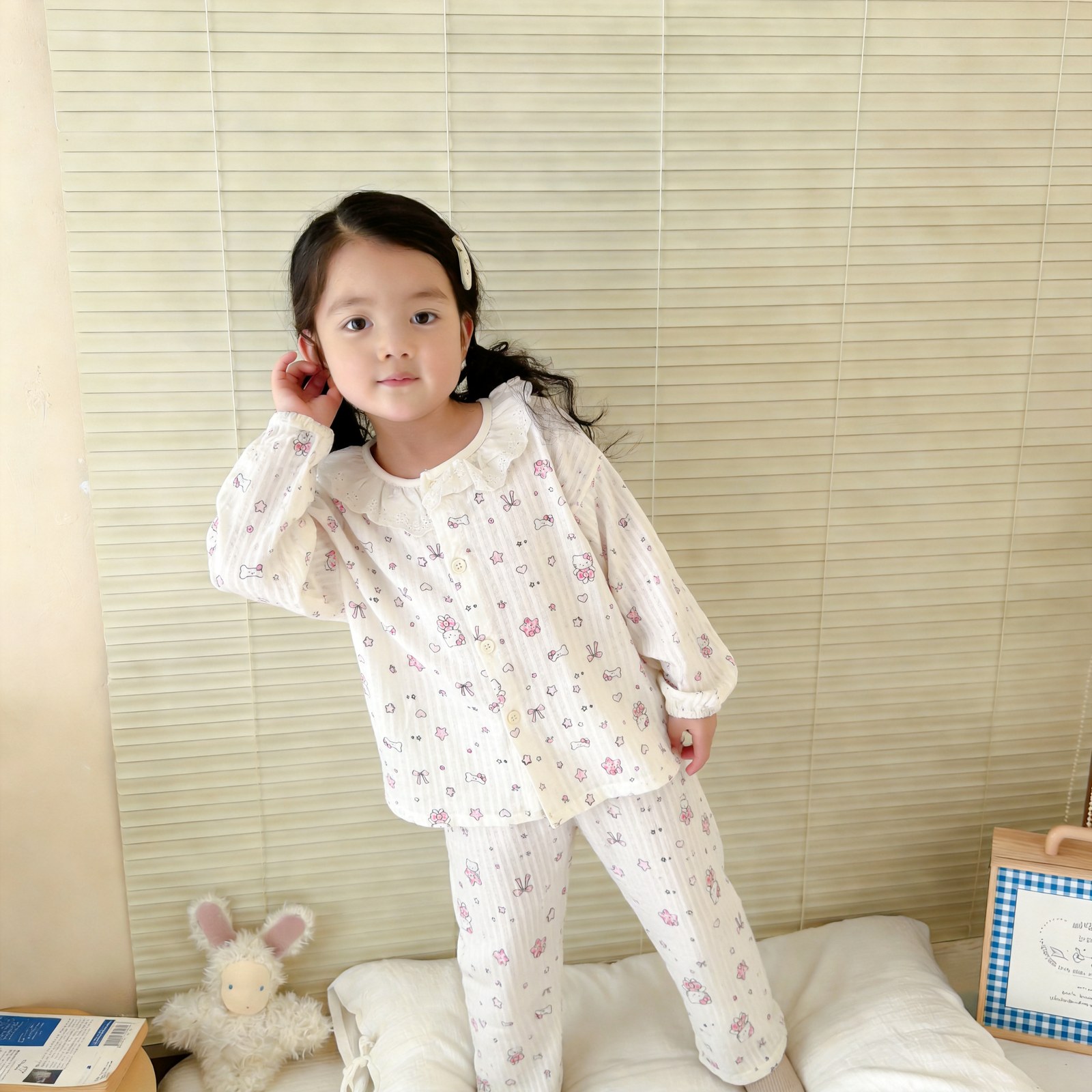 Version 2.0 air-washed cotton yarn home clothes (cardigan) 140-160