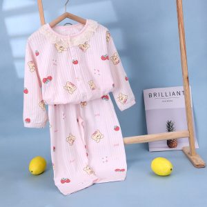 Cardigan pure cotton bubble cotton yarn children's home clothes 150-160
