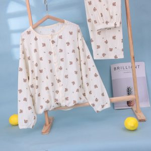 Cardigan pure cotton bubble cotton yarn children's home clothes 150-160
