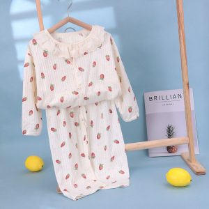 Cardigan pure cotton bubble cotton yarn children's home clothes 150-160