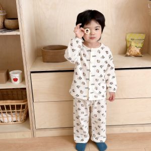 Cardigan pure cotton bubble cotton yarn children's home clothes 100-140