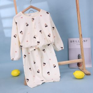 Cardigan pure cotton bubble cotton yarn children's home clothes 100-140