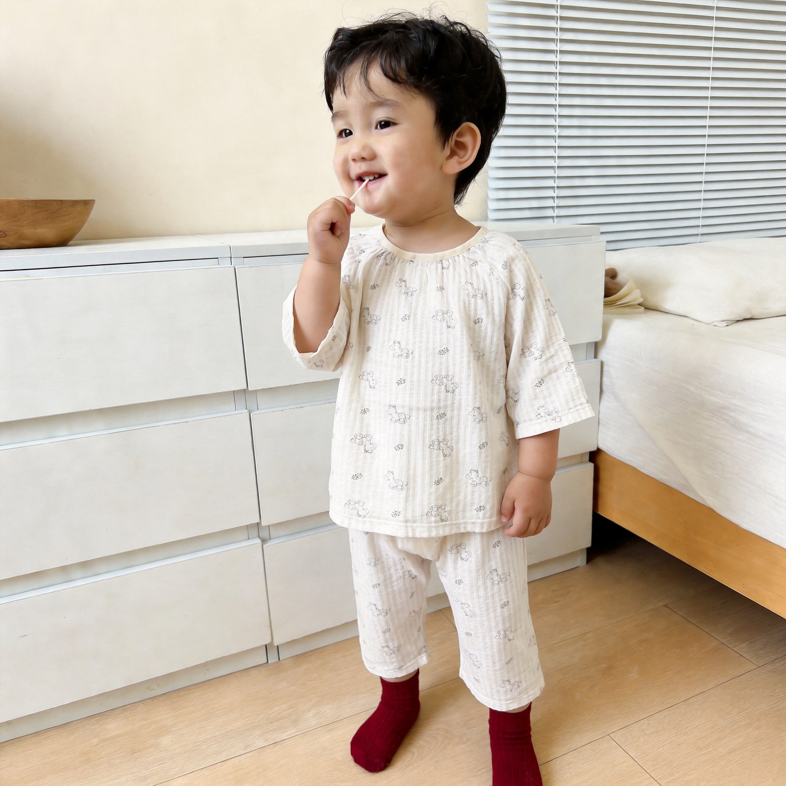 Version 2.0 air-washed cotton gauze home clothes (eight-quarter sleeves) 90-130