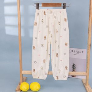 Bubble cotton gauze children's anti-mosquito pants 90-150