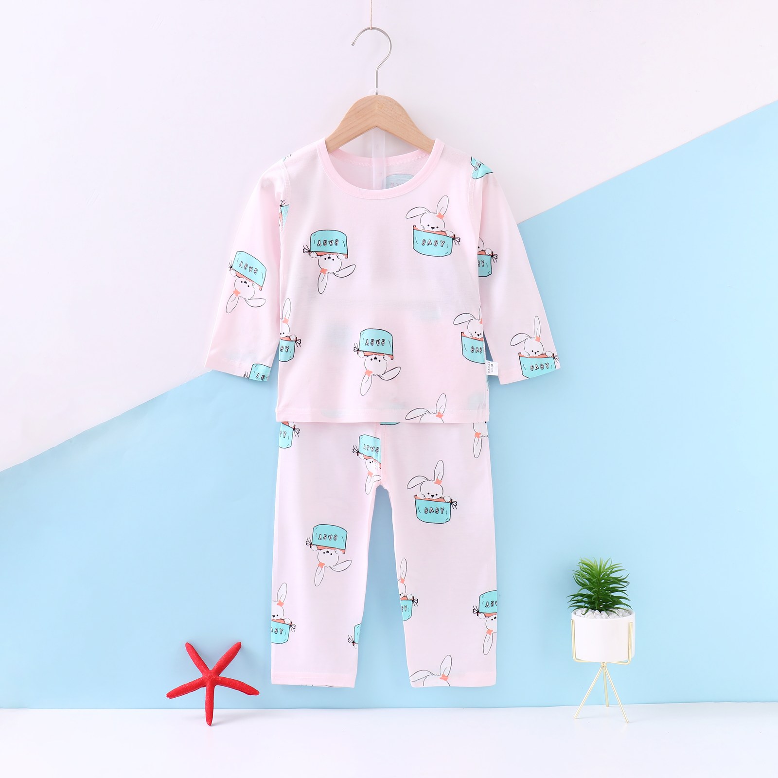 Cool cotton air-conditioned clothes (long sleeves and trousers) 130-160