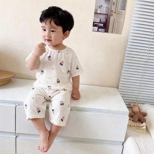 Seersucker short-sleeved mid-pants children's home clothes 150-160