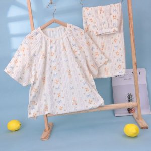 Seersucker short-sleeved mid-pants children's home clothes 150-160