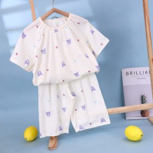 Seersucker short-sleeved mid-pants children's home clothes 150-160