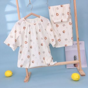 Seersucker short-sleeved mid-pants children's home clothes 150-160