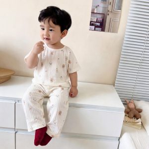 Bubble cotton yarn short-sleeved trousers home clothes