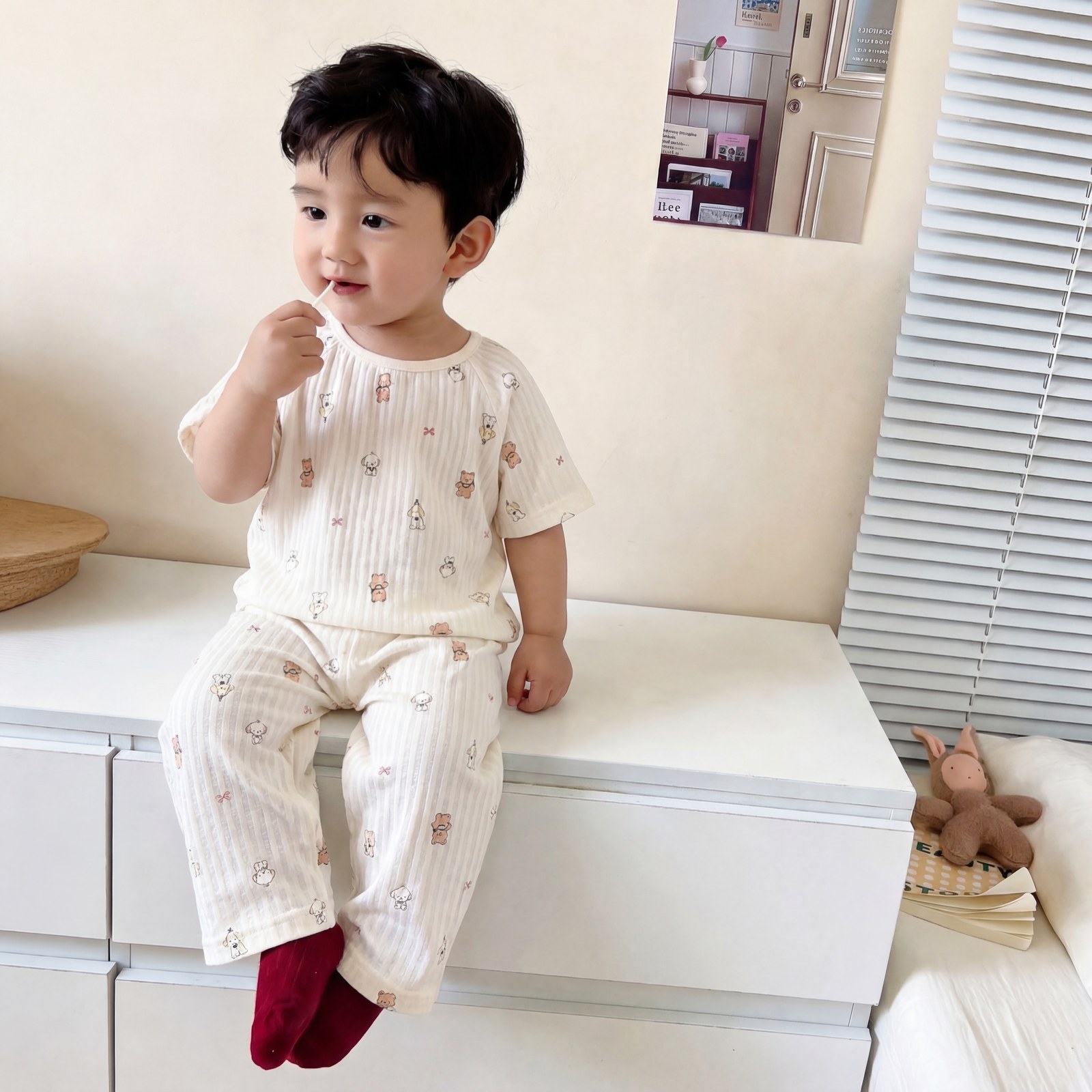 Bubble cotton yarn short-sleeved trousers home clothes
