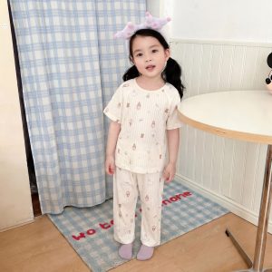 Bubble cotton yarn short-sleeved trousers home clothes