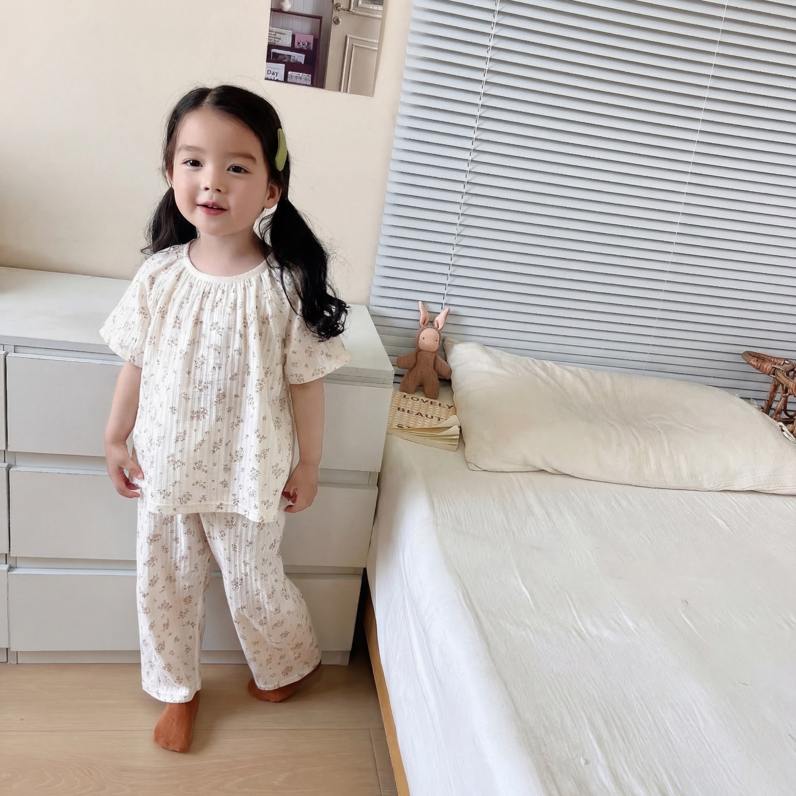 Bubble cotton yarn short-sleeved trousers home clothes
