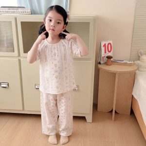 Bubble cotton yarn short-sleeved trousers home clothes
