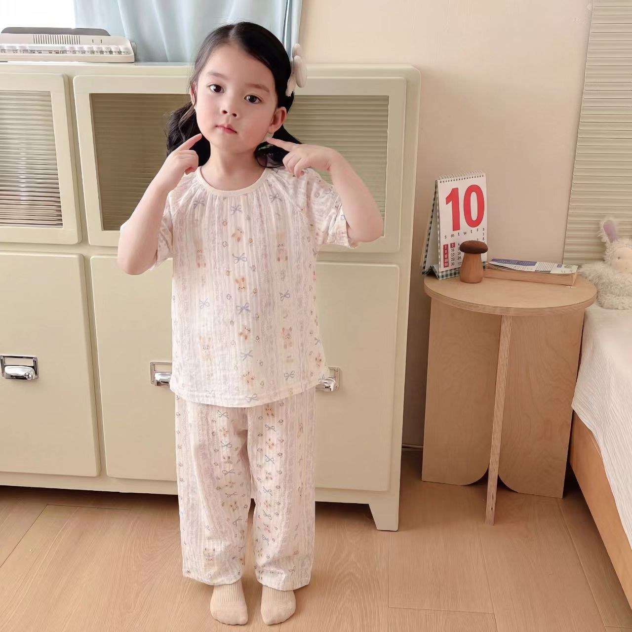 Bubble cotton yarn short-sleeved trousers home clothes