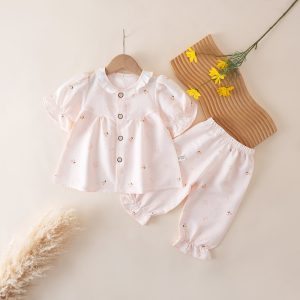 Kids' Air-Cotton Lace Loungewear Set - HMFZ-6027