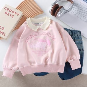 Girls' Cherry Graphic Sweatshirt & Jeans Set - RR26-016