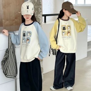 Girls' Cartoon Sweatshirt & Wide-Leg Trousers Set - RR26-019